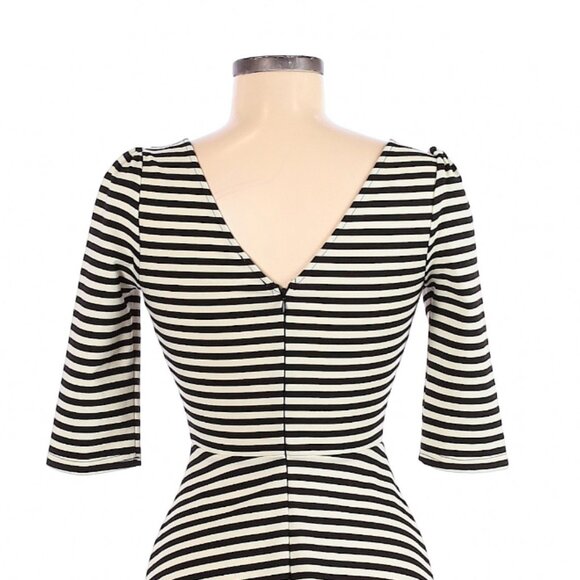 Kathy Fit & Flare Striped Dress Black/White - Picture 2 of 5